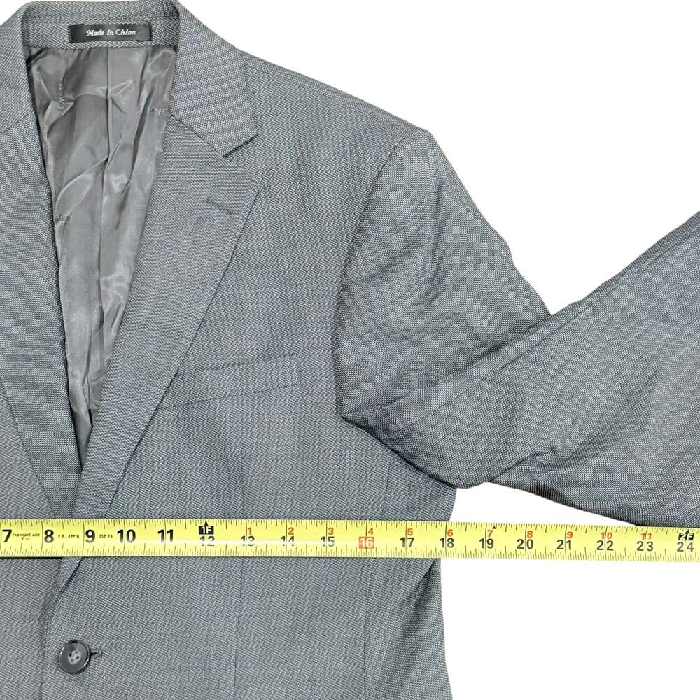 Calvin Klein Macy's Men's Gray Textured Two-Button Suit Jacket Blazer Sz 42 - Picture 5 of 8